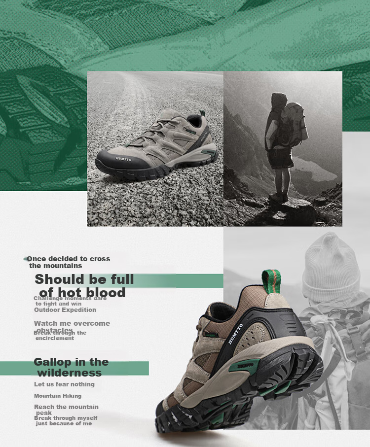 HUMTTO Outdoor Non-Slip Hiking Shoes, All-Season Low-Top Breathable Shock-Absorbing Casual Trekking Shoes for Men, Khaki, Size 39 3