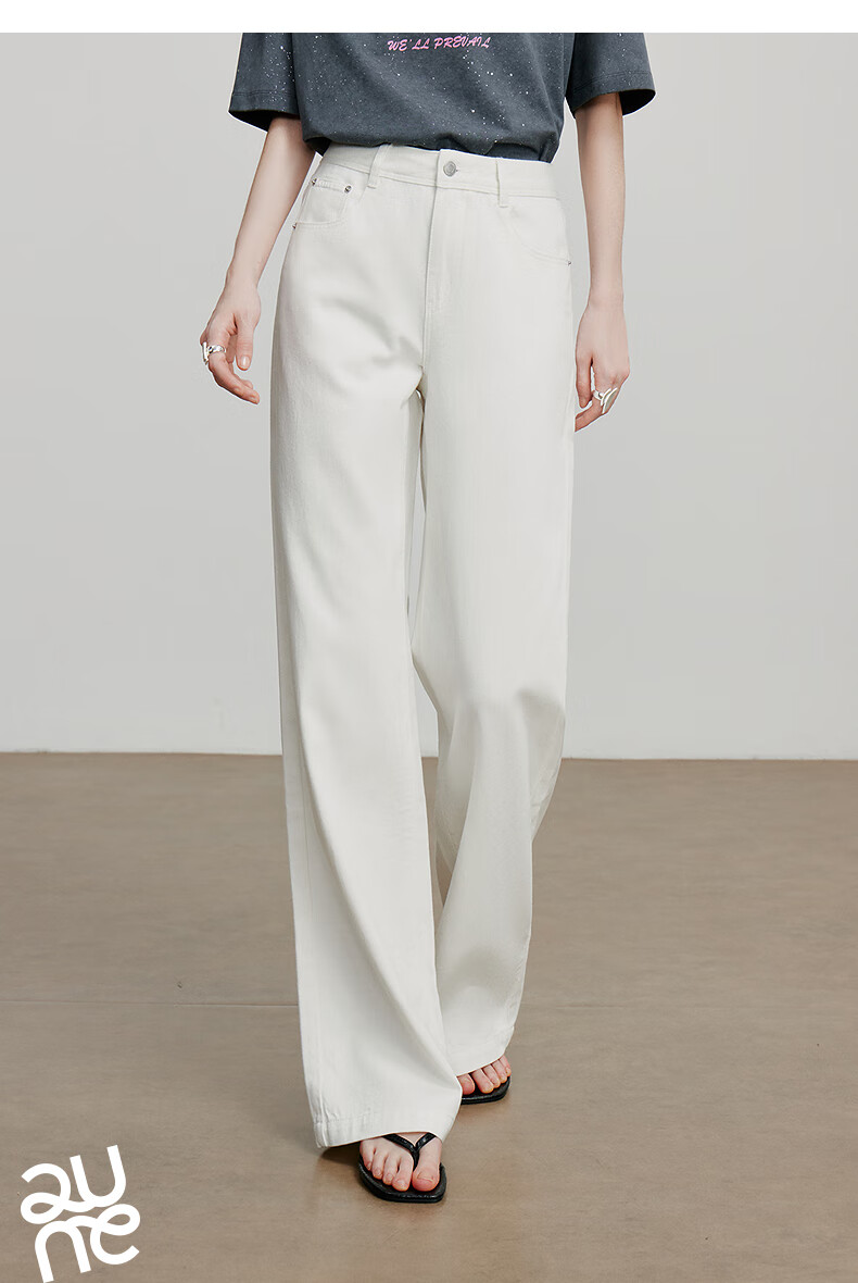 Chuyu Focus Acetate Puff Soft Denim Women's 2025 New Mid-Waist High Street Embroidered Wide-Leg Pants Sky Blue 28 21