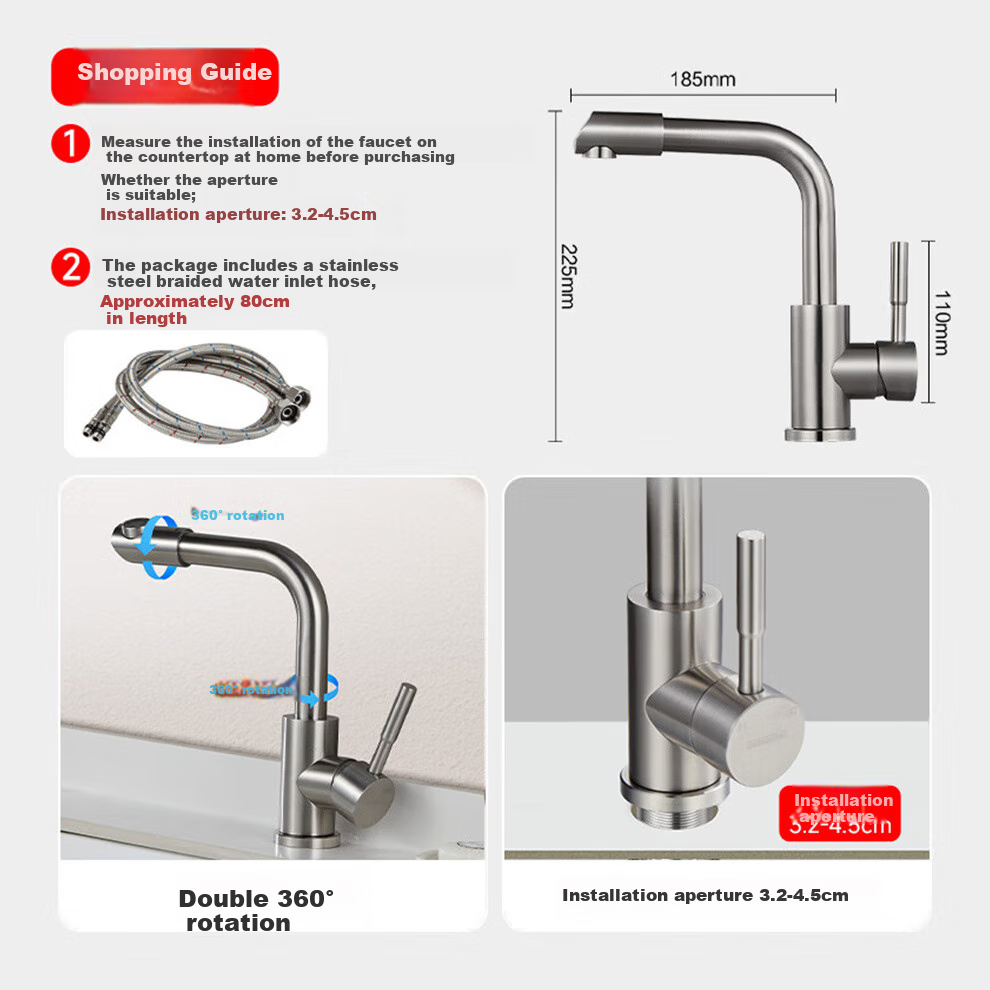 Submarine L2094 Stainless Steel Basin Faucet, Hot And Cold Dual Control, 360° Double Rotation, Bathroom Sink Faucet for Washing Face And Hands 3