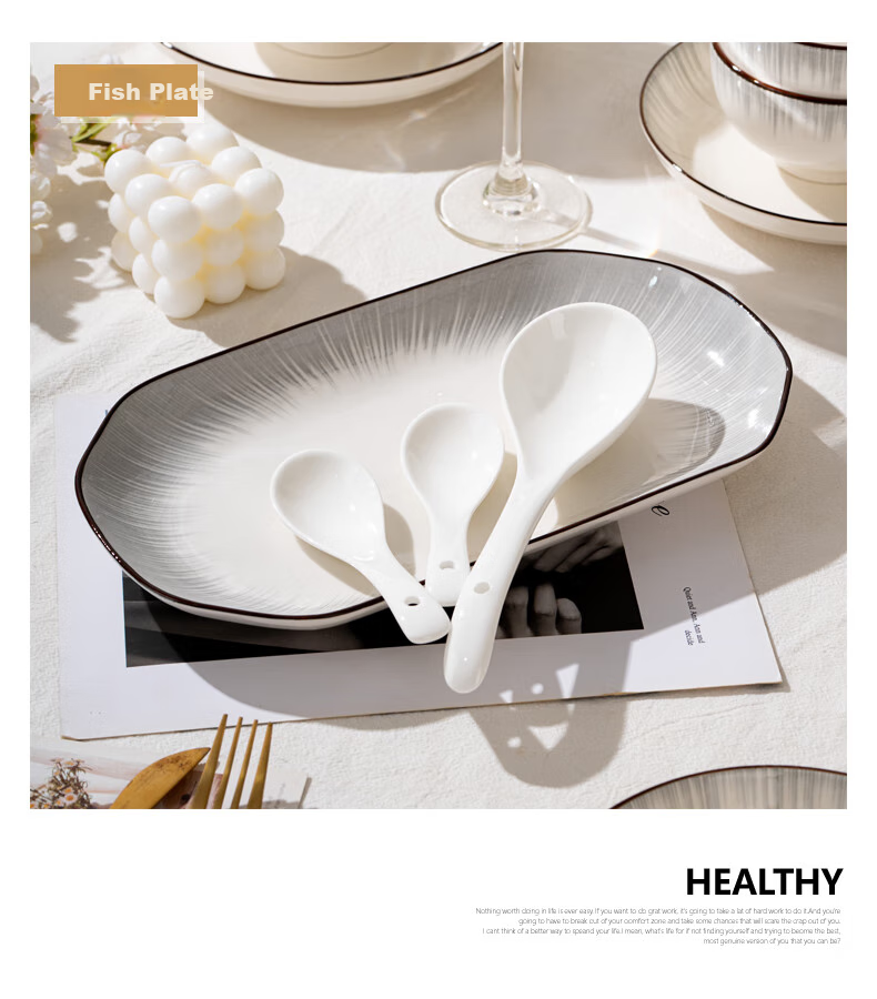 KANGQIN Bowl And Plate Set with Underglaze Color, Simple Nordic Style Ceramic Bowls Plates Chopsticks for 12 People, Upgraded Casserole Deluxe Gift Box Set 11