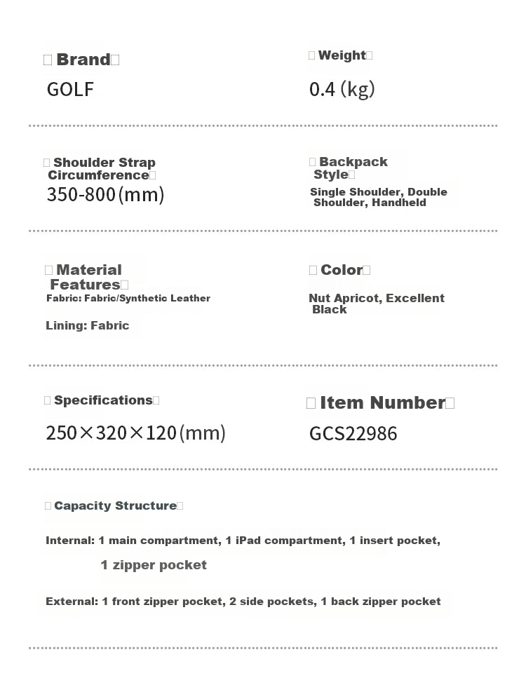 GOLF Women's Fashion Waterproof Backpack Crossbody Shoulder Handbag Versatile Phone Bag Women's Day Gift 13
