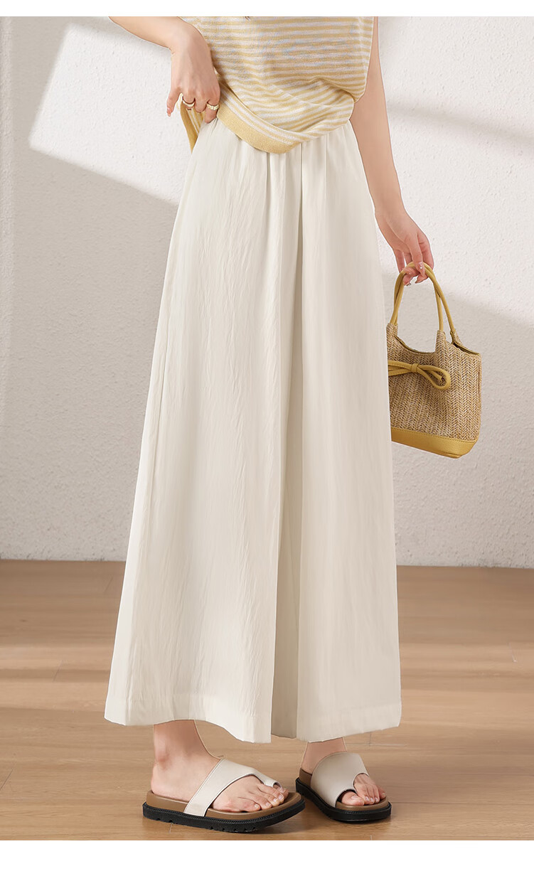XUEXIMAN Women's Lightweight High-Waisted Straight-Leg Casual Quick-Dry Wide-Leg Pants with Skirt, Summer 2026 New Style, Ice Silk Fabric 29