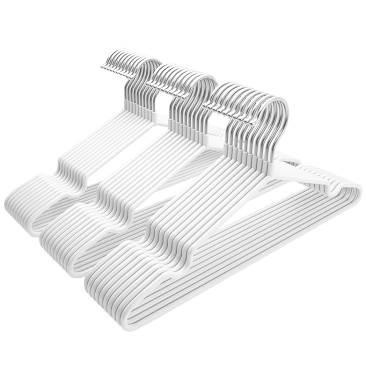 Mengtin Plastic-Dipped Hangers Non-Slip Coated Coat Hangers Adult Clothes Hangers 20 Pieces White
