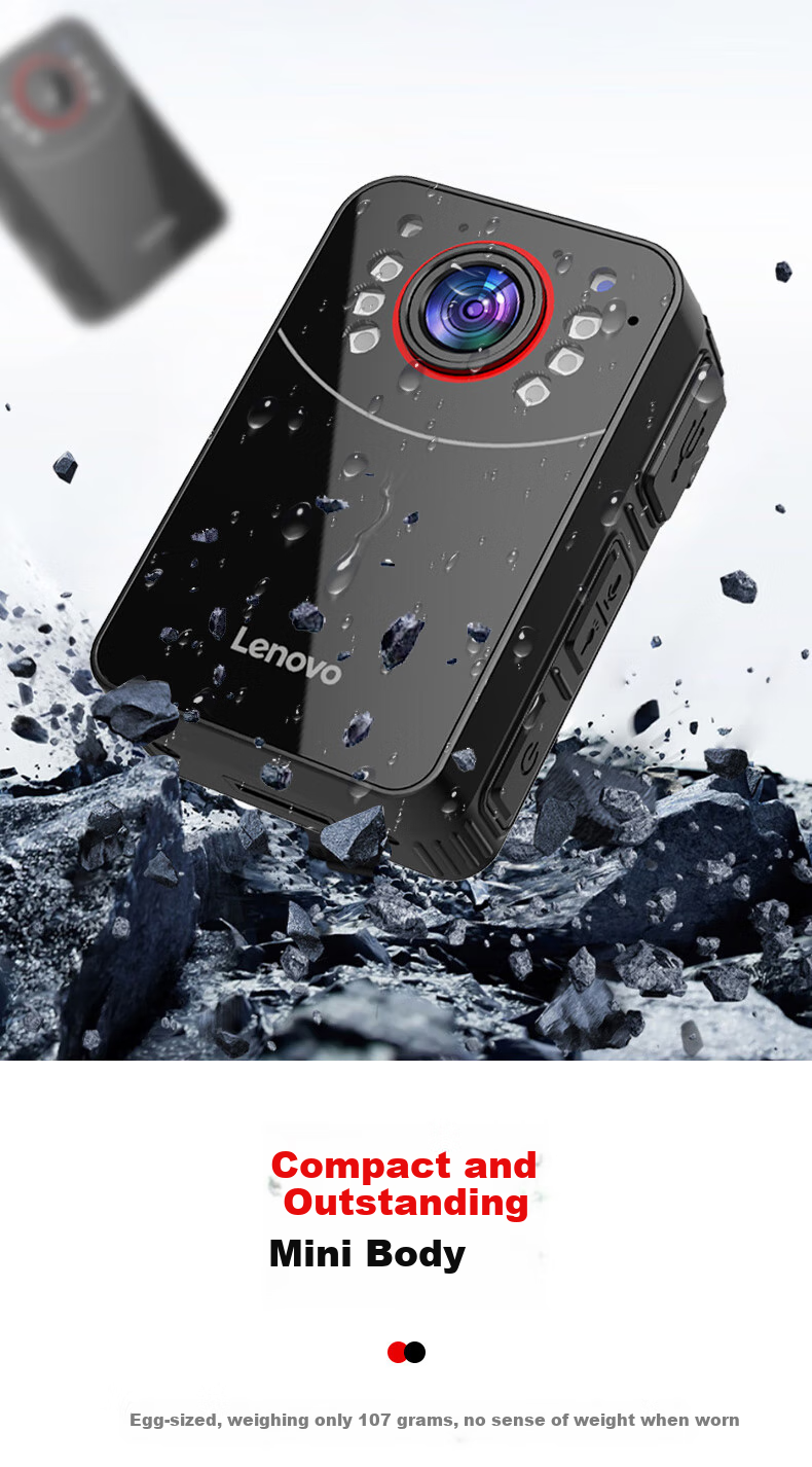 Lenovo Body Camera, High-Definition Mini Portable Chest-Mounted Audio And Video Recorder, Evidence Collection Camera DSJ-2Z 128GB 12