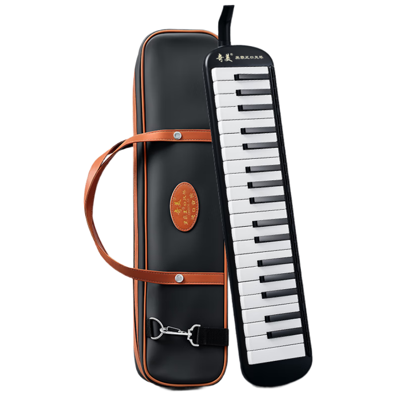 Qimei 37-Key Recommended Teaching Black King Melodica (Imported Reeds, Leather Soft Case, with Playing Instructions)