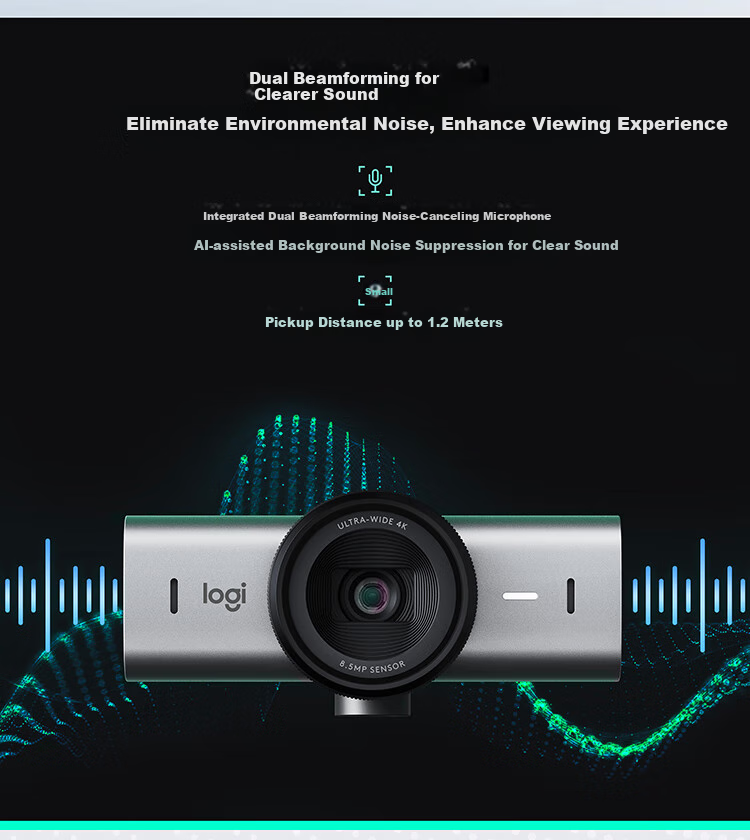 Logitech MX Brio 705 4K HD Webcam, Online Streaming Camera, Video Calls, Online Classes, with Privacy Cover, Noise-Cancelling Microphone 8