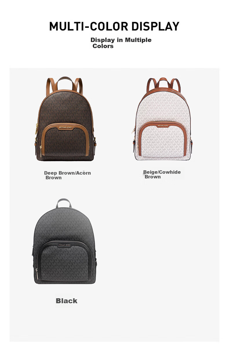 MICHAEL KORS New Year Gift Luxury MK Women's Handbag JAYCEE Large Capacity Backpack, Big Size, Dark Brown/acorn Brow 2