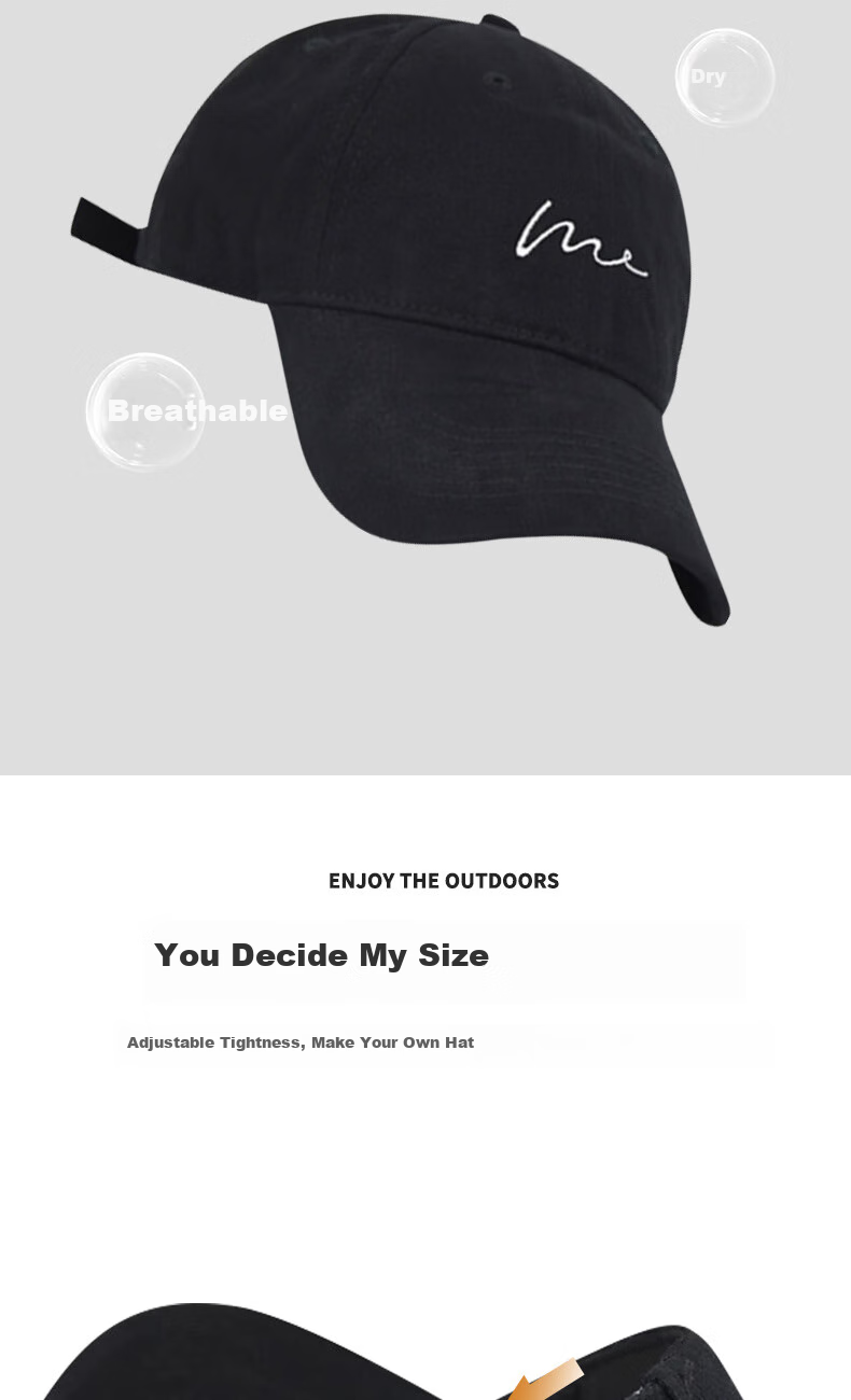 CARTELO Baseball Cap for Women, All-Season Outdoor Sun Protection Hat, Face-Slimming Versatile Embroidered Visor Cap for Men And Women, Black 3
