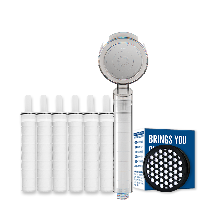 Aroma Sense Pressurized Filtered Shower Head Chlorine Removal Water Purifier Korean Imported PR9000 Carbon Cartridge Set