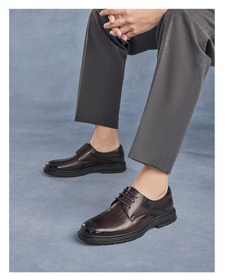 Aokang [Wanbu Series] Aokang Men's Shoes Spring And Autumn Business Formal Lace-Up Office Leather Shoes Black Size 42 5