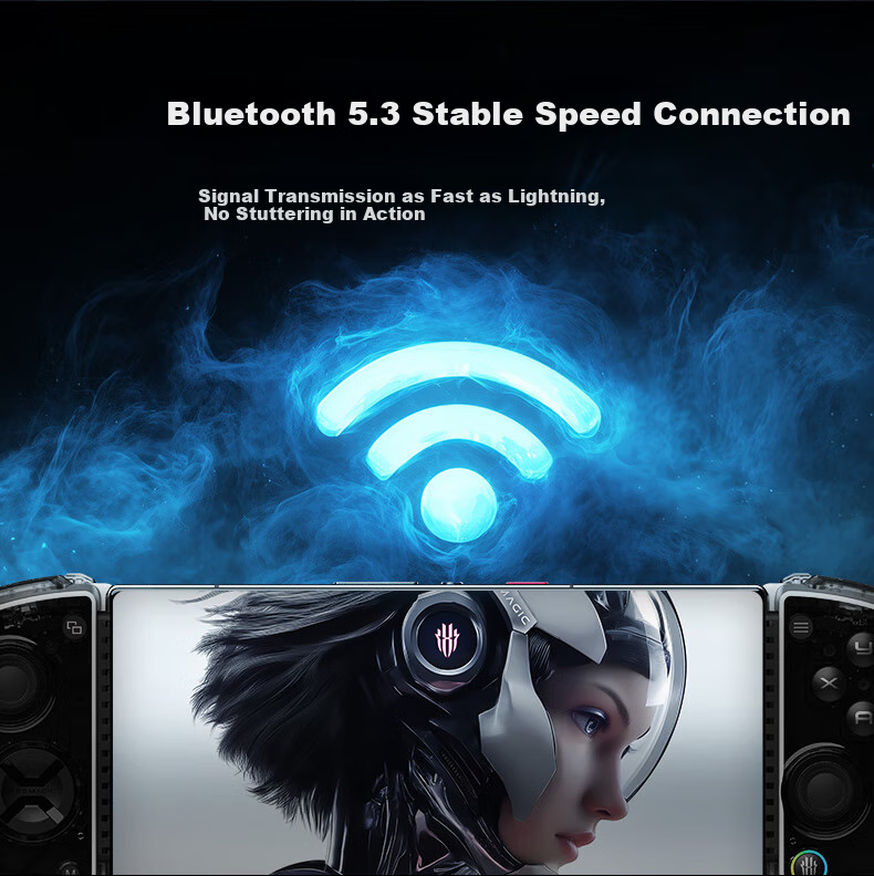 Nubiyahongmo Blade Controller HD Vibration Hall Joystick Trigger Wireless Stretchable Compatible with Red Magic Gaming Tablet 3 Pro, Apple Android Phones, Tablets And PC Shooting Genshin Impact Delta Triangle 4