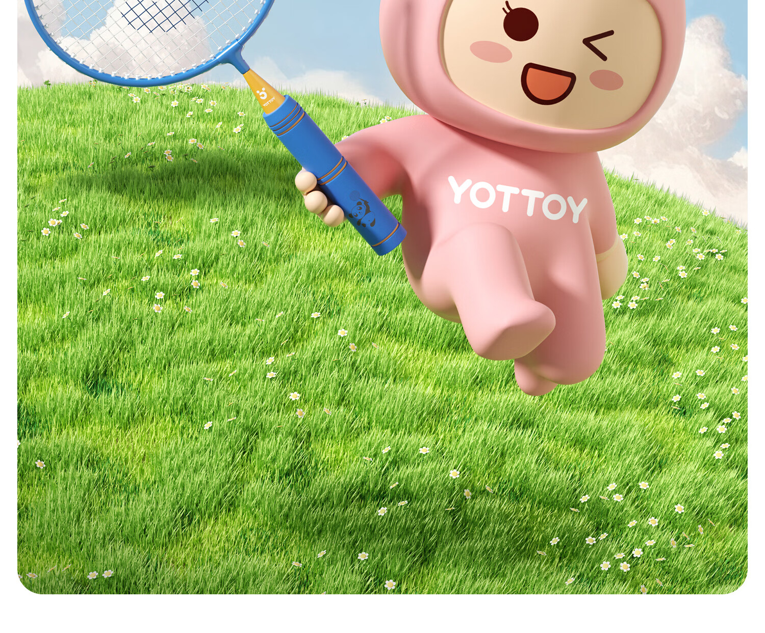 Yottoy Children's Badminton Racket Set Parent-Child Set for 6-Year-Old Elementary and Kindergarten Beginners Blue Pair 15