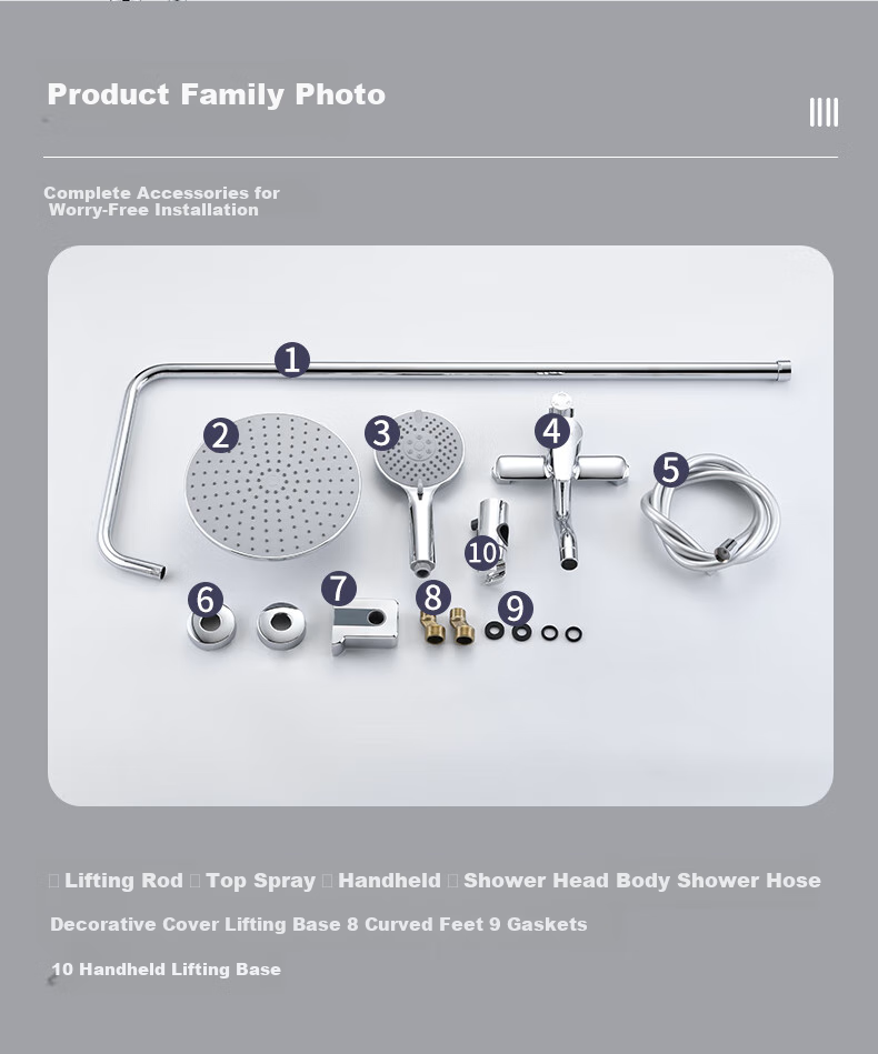 BSITN Shower Set with Integrated Copper Mixing Valve, Bathroom Shower System with Pressure-Increasing Shower Head, Complete Set in Bright Silver B1047 13