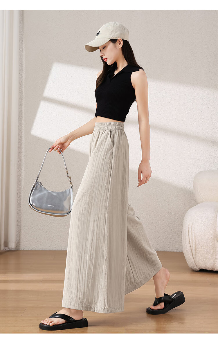 BOPRUIEY Yamamoto Pants And Skirt for Women, Summer Lightweight 2026 Latest High-Waist Straight Casual Quick-Dry Nine-Tenths Ice Silk Wide-Leg Pants 13