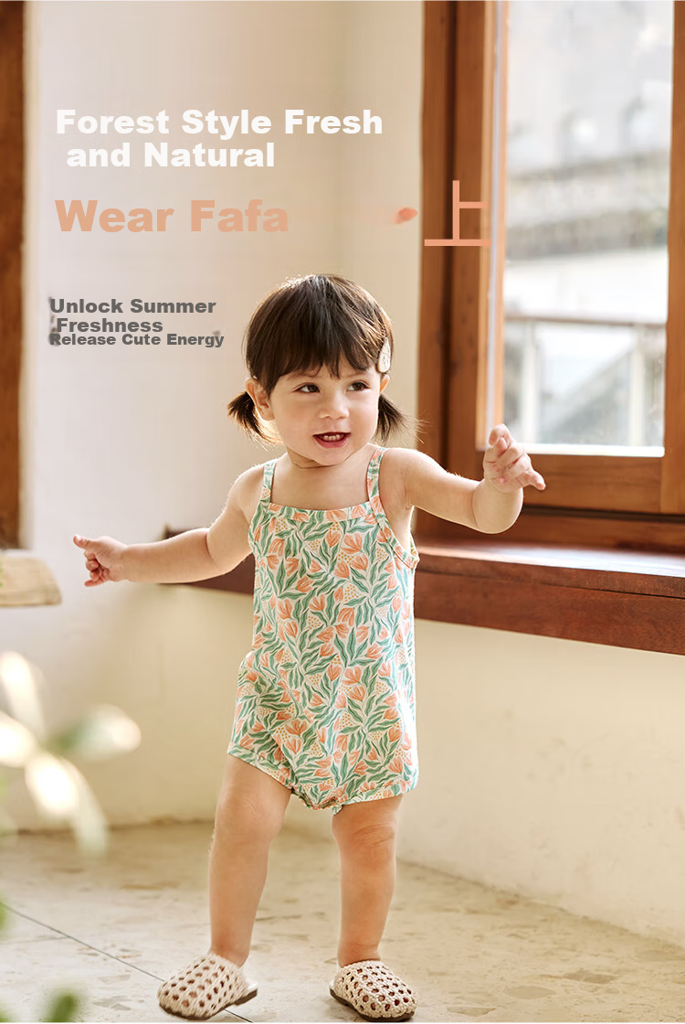 Wismorni Baby Romper, Summer Infant Bodysuit, Sleeveless Onesie, Thin And Breathable 1