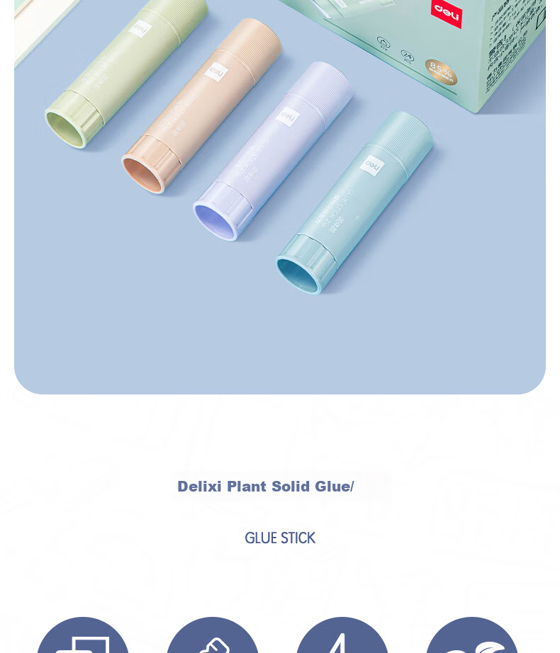Deli 21g Plant-Based Solid Glue, High Viscosity Formaldehyde-Free Green Formula, Aesthetically Pleasing Children's Glue Stick, Student Back-To Stationery, 24 Pieces/box, Office Supplies, 53276 1