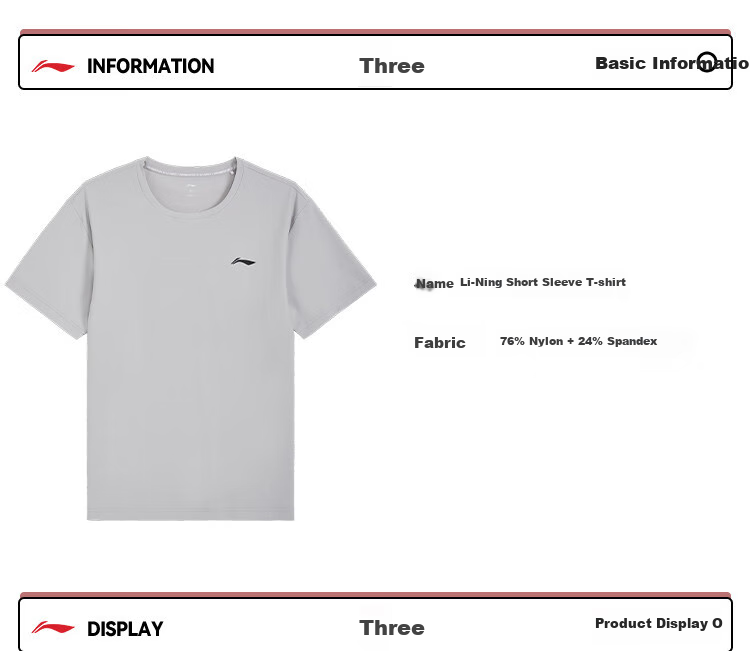 LI-NING Men's Sports T-Shirt Cooling Breathable Simple Versatile Sun Protection Casual Short Sleeve Tee 9