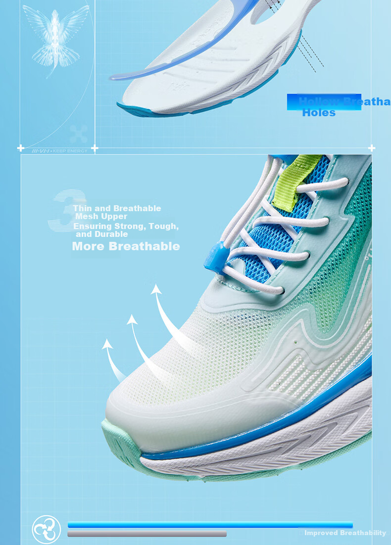 361° Fengtou 6.0 | Children's Running Shoes, Summer Boys And Girls Lightweight Breathable Quick-Rebound Sneakers, Green Size 28 5