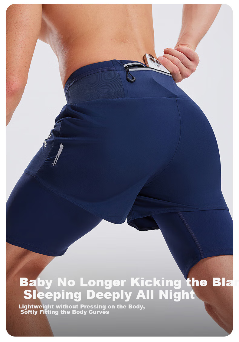 Cosleaf Men's Running Sports Shorts Summer with Liner Training Five-Point Pants Professional Waist Bag Pocket Marathon Fitness Pants 8