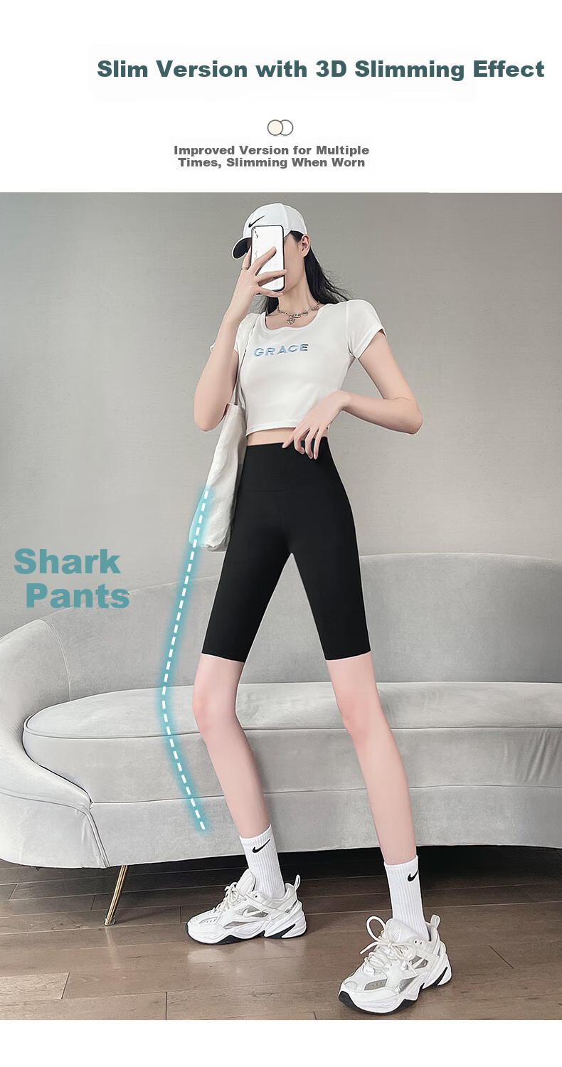 Langsha Women's Cycling Shorts with Tummy Control, Slim Fit, Lightweight, Anti-Chafing, Seamless Shark Leggings for Outdoor Wear 10