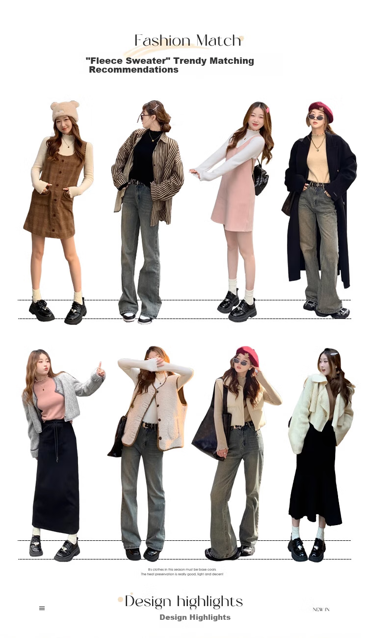 XUEXIMAN Knitted Sweater for Women, 2025 New Style, Solid Color Inner Layer, Semi-Turtleneck Top, Versatile Ruffle Trim Base Layer for Spring And Autum 4
