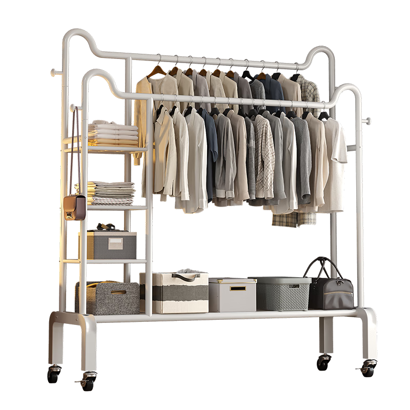 Nanye Floor-Standing Clothes Rack, Indoor Coat Hanger, Bedroom Clothes And Hat Stand, Dormitory Drying Rack, Simple Storage YJM-12BL