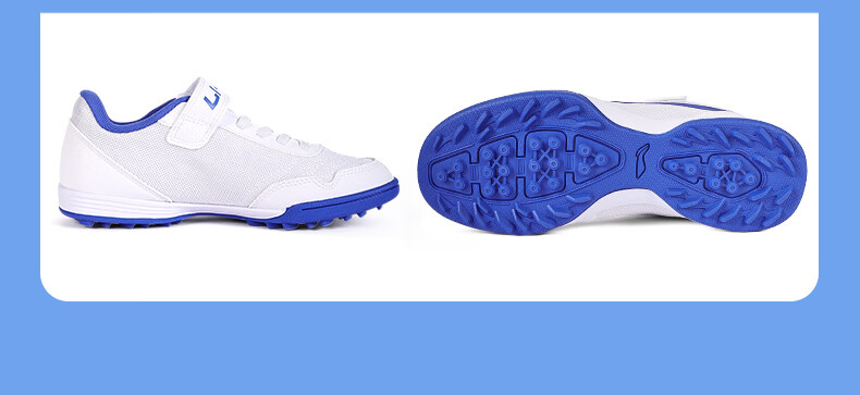 Li-Ning Children's Soccer Shoes, for Ages 6-12 Youth Professional Football Boots, TF Turf Cleats, Boys' Breathable Cleats for Summer, Blue, Size 36 32