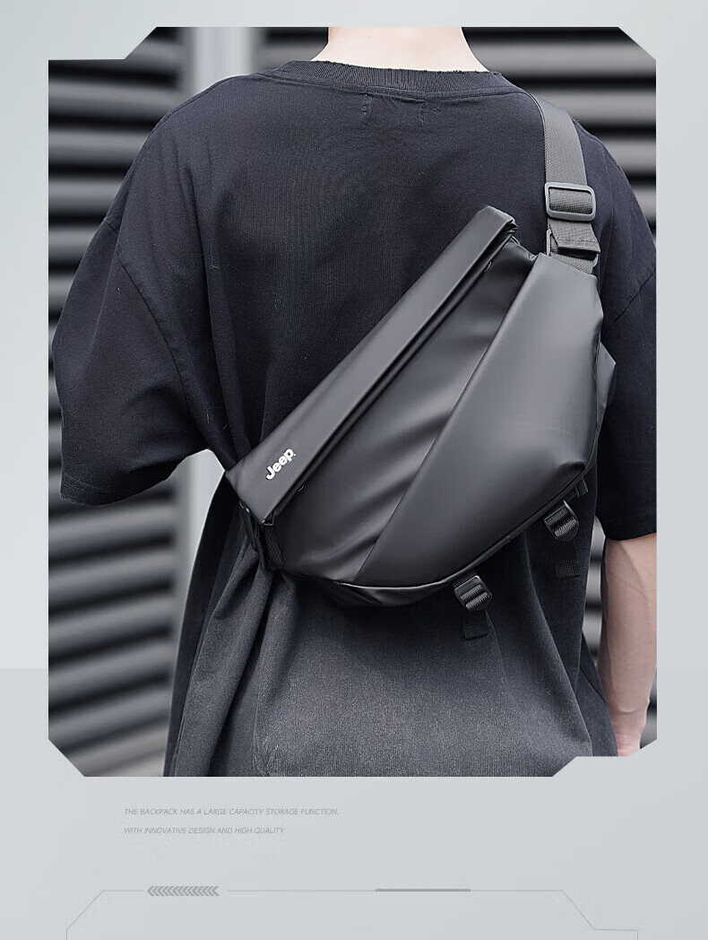 JEEP Magnetic Buckle Crossbody Bag, Men's Shoulder Bag, Chest Bag, Large Capacity Functional Casual Commuter Cycling Phone Mini Backpack 9