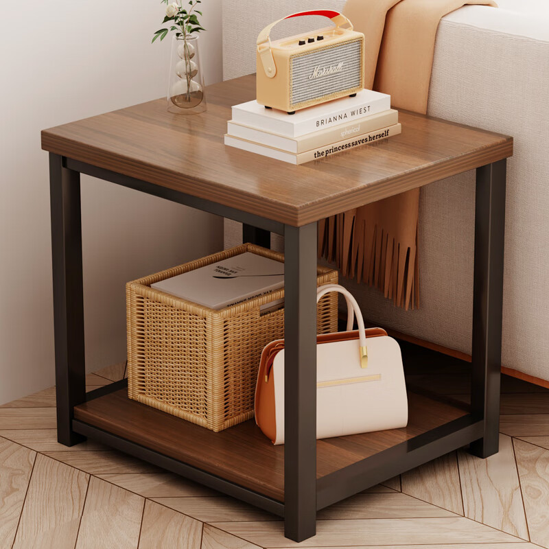 Zhuobo Coffee Table, Living Room Side Table, Tea Table, Tea Cabinet, Bedside Table, Storage Rack, CJ11 Walnut Color, 40cm Square Table