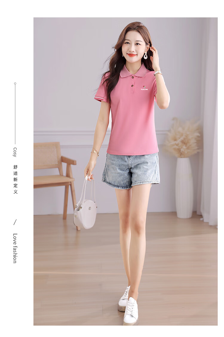 TUCANO Women's Summer New Polo Shirt Ice Silk Short Sleeve Turn-down Collar Slim Fit Sports Casual Top White 2XL 11