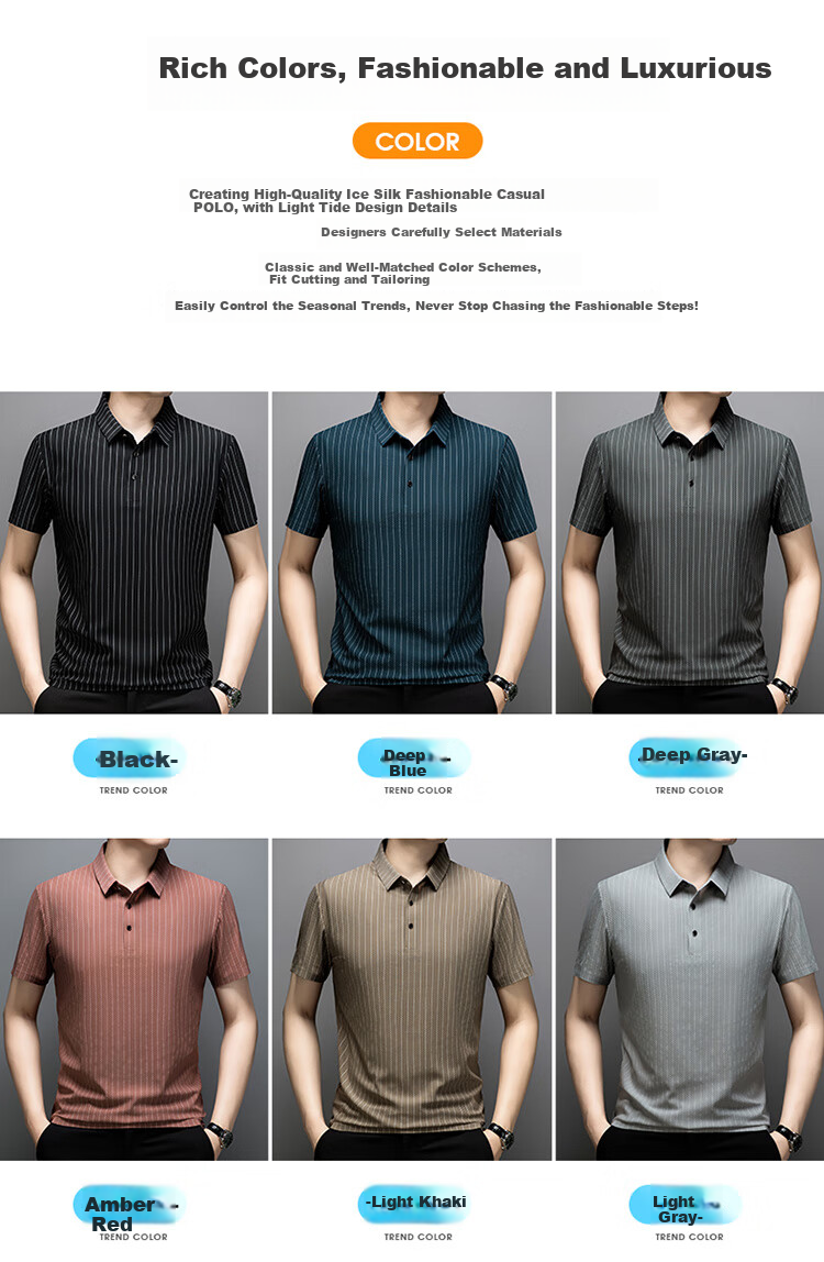LangSha Polo Shirt for Men, Summer Ice Silk Quick-Dry Seamless Wrinkle-Resistant T-Shirt, Business Casual Collared Short Sleeve, Father's Day Gift 2