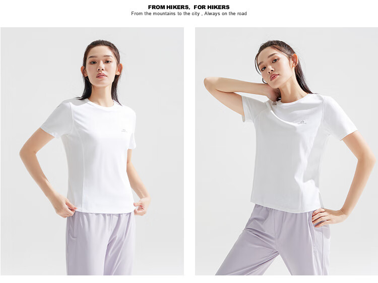 Pioneer Camp Women's Ice Oxygen Bar Shoulder T-Shirt Summer New Ice Silk Cool Round Neck Short Sleeve Sports Top 15