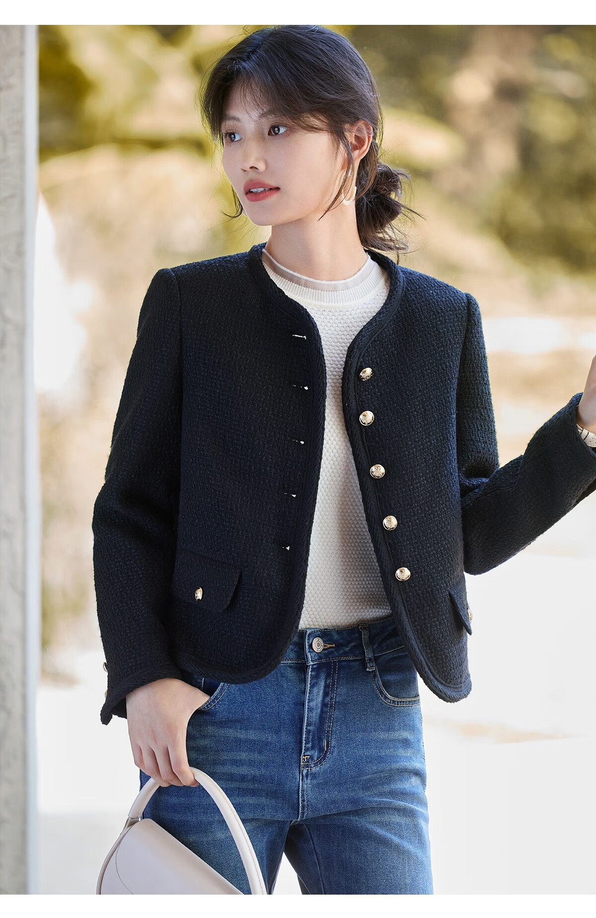 She Enjoy Tweed Chanel Style Jacket Women Autumn Winter Slim Fit Short Coat Commuting Outerwear T53D107 5