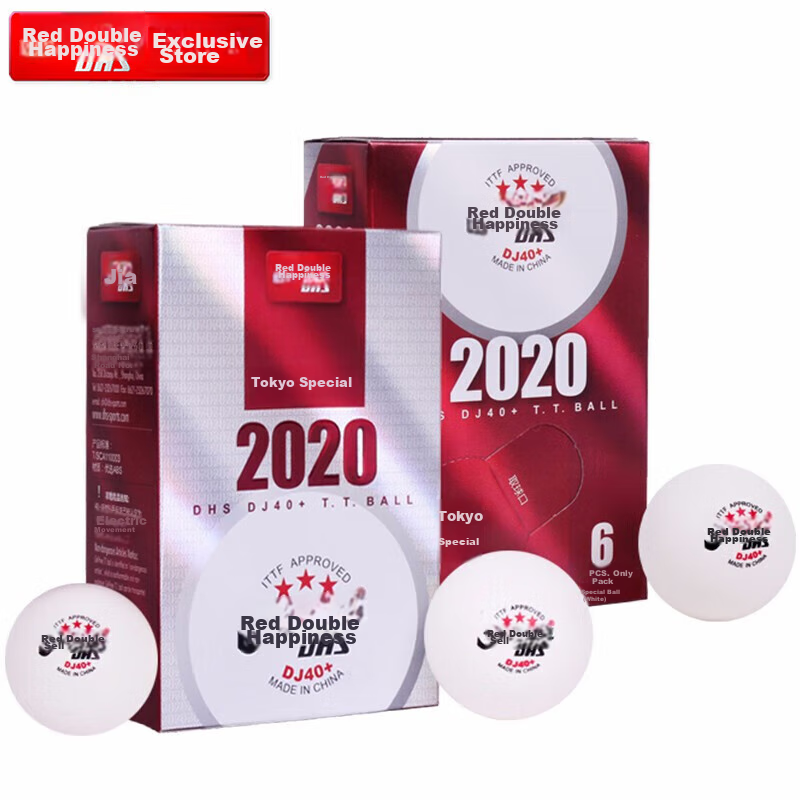 DHS Tokyo Competition Top Three-Star DJ40+ Competition Balls, White, Pack of 6