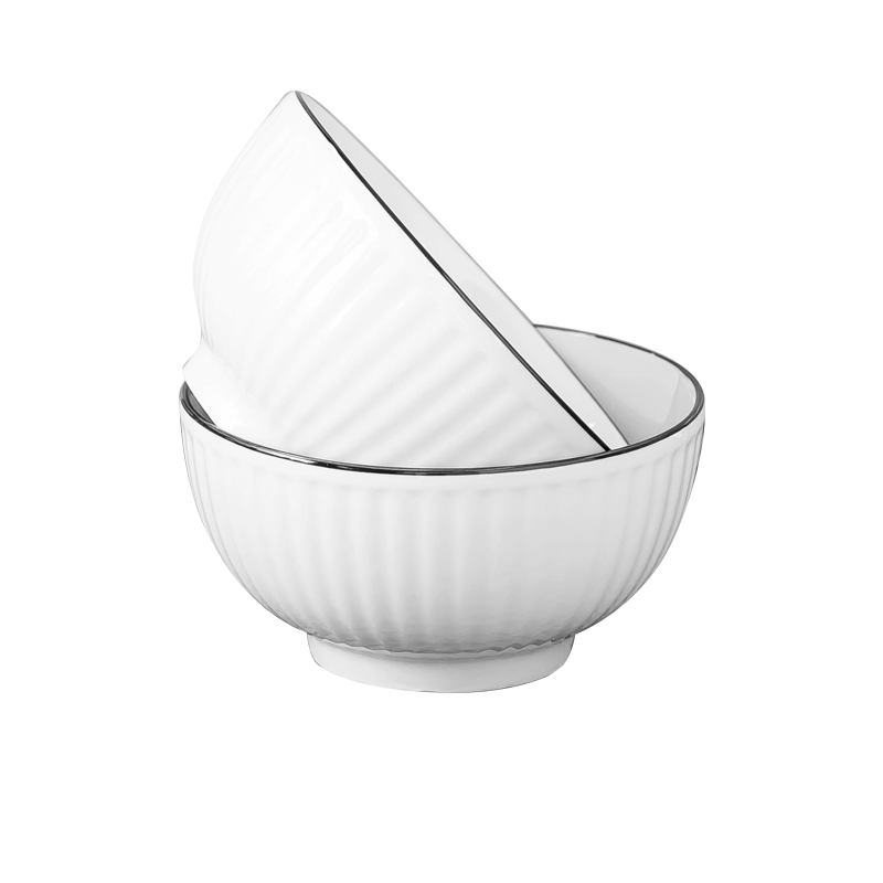 JD Original Complete Set of Bowls And Plates, Ceramic Housewarming Gift Set by Hefeng Shantian, Rice Bowls 4.5 Inches * 2