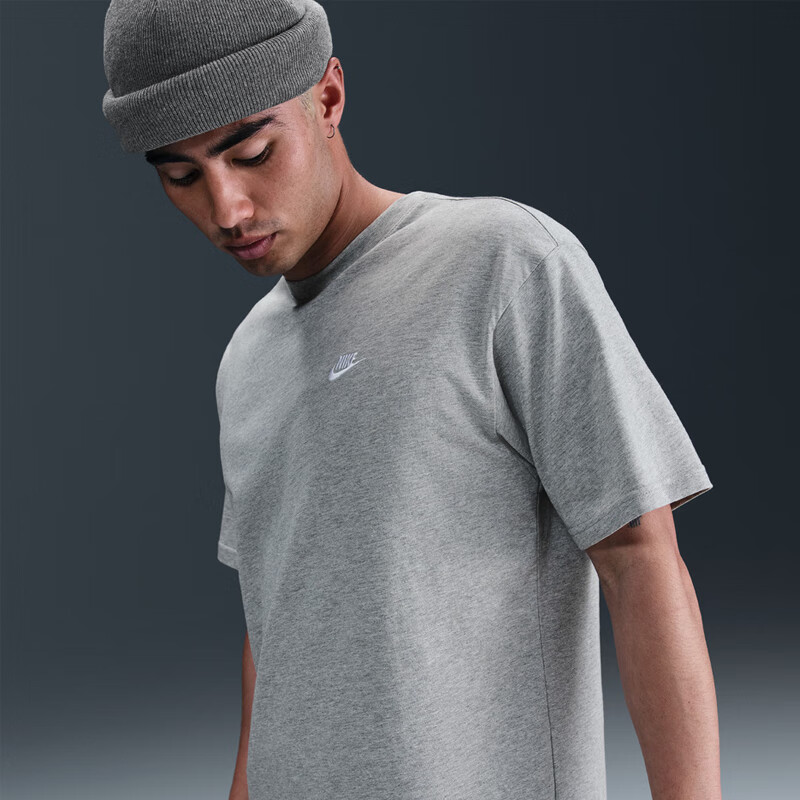 NIKE Men's Short-Sleeve T-Shirt, Knitted Collarless, Sports Casual, Comfortable Versatile FV0376-133 White L 4