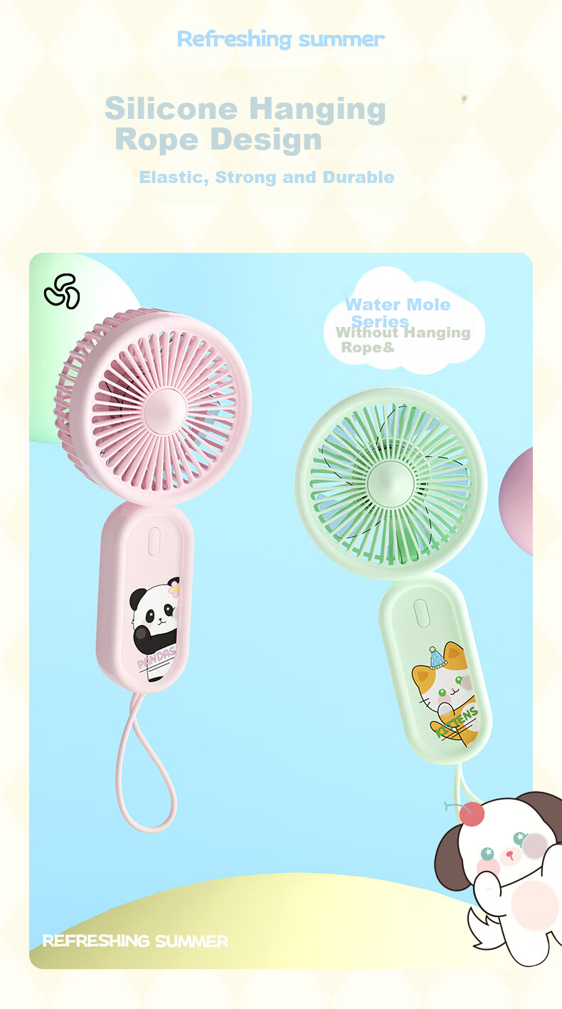 Siyicai Small Handheld Fan with USB Rechargeable Low Noise Three-Speed Base Portable Mini High-Power Baby Fan for Bathroom Office Dormitory Sky Blue 11