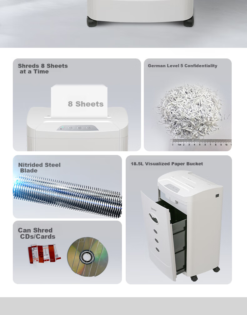 Lenovo LX-C8108 Commercial Paper Shredder, Level 5 Security Multi-Functional Home Shredder, Office-Specific Document Shredder, Small Manual Mini Shredder, Can Shred Cards And CDs 2