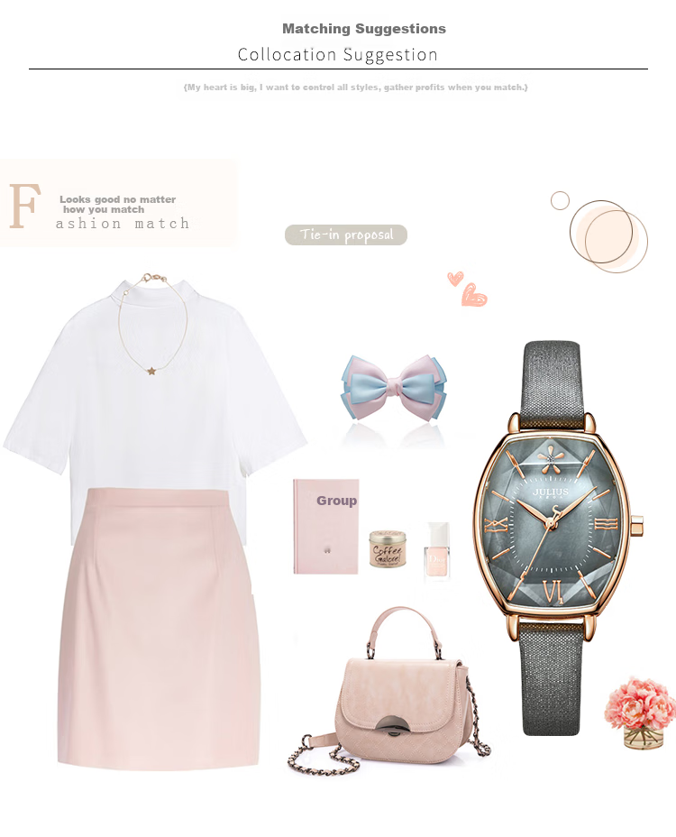 Julius Watch for Women, Barrel-Shaped Vintage Elegant Versatile Quartz Waterproof Fashionable Student Ladies' Watch, Coffee Color JA-703D 15