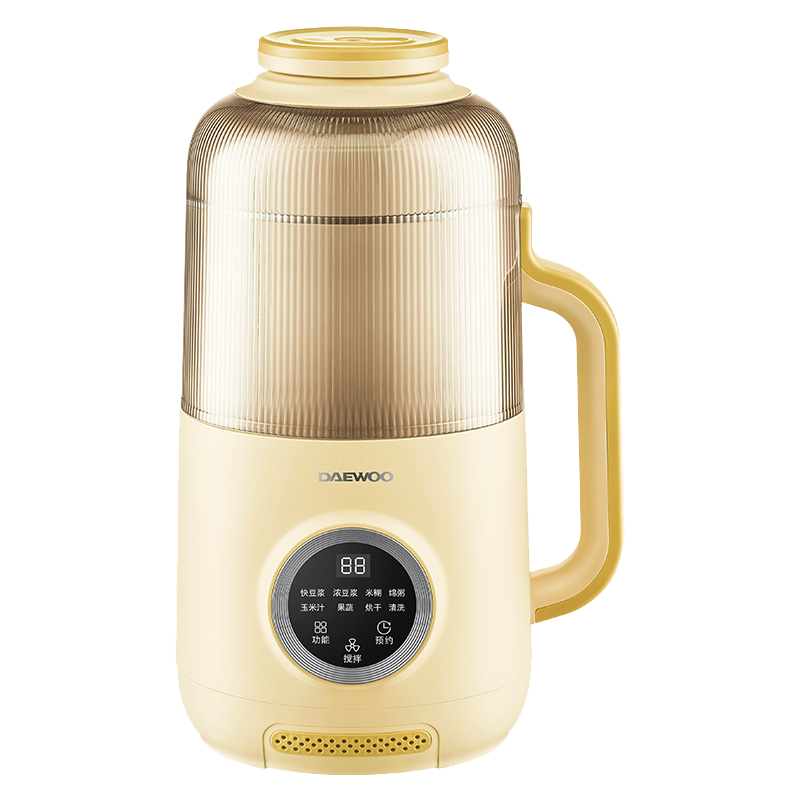 DAEWOO Quiet Blender for Home Use, Soy Milk Maker, Large Capacity for 3-4 People, Fully Automatic Intelligent Multi-Grain No-Soak No-Filtration Baby Food Processor And Food Processor SM07 Yellow