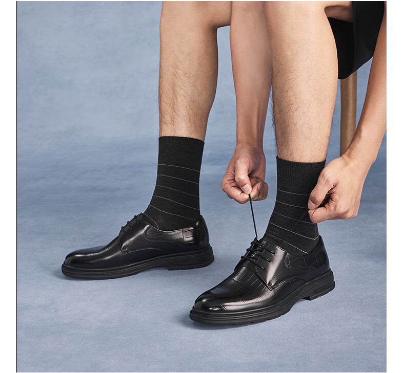 Aokang [Wanbu Series] Aokang Men's Shoes Spring And Autumn Business Formal Lace-Up Office Leather Shoes Black Size 42 4