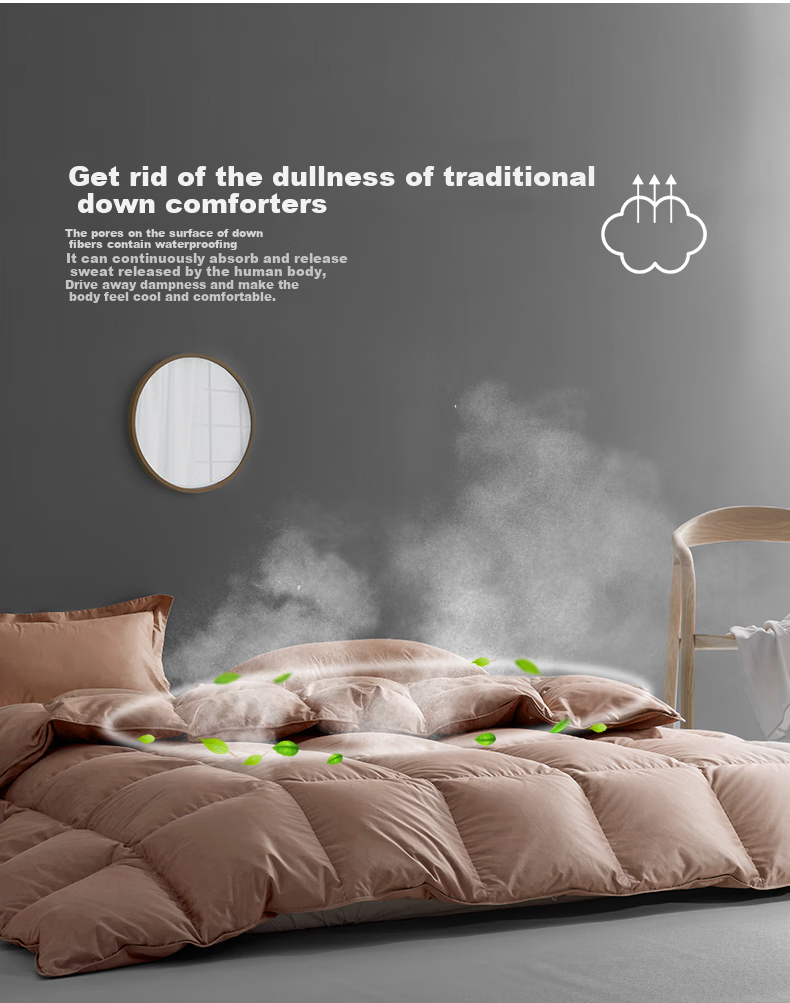 Sinuoman Antibacterial And Drill-Resistant 90% Duck Down Comforter, Duvet Insert, Air Conditioning Quilt/heater Blanket, 220*240cm, 270g, Khaki 4