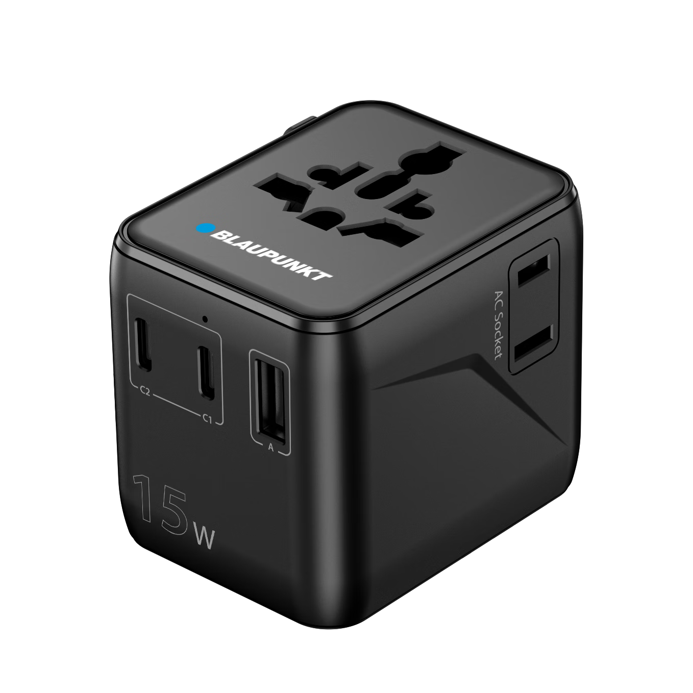 BLAUPUNKT German Universal Travel Adapter Plug, Multi-Functional Charging Converter, International Travel Adapter for US, UK, EU, AU, And JP Standards