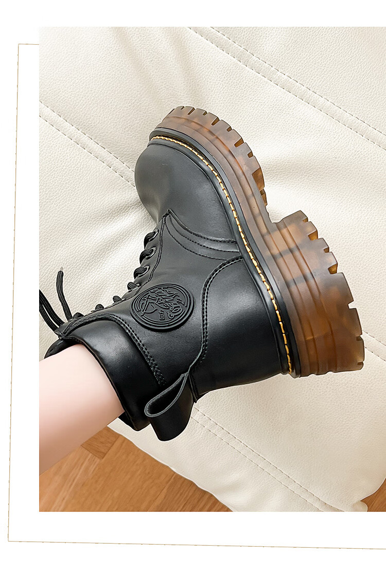 Warrior Martin Boots Women 2026 Autumn Winter New Thick Sole British Style Ankle Boots Pink Size 37 14