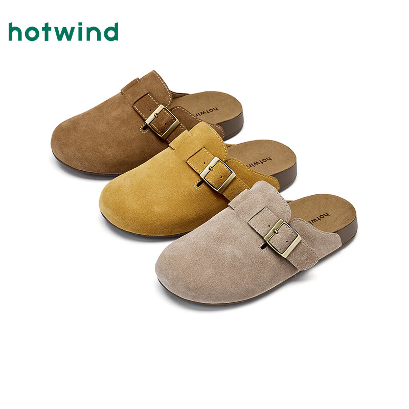 Hotwind Women's Open-Toe Birkenstock Style Slip-On Flat Shoes Casual Half Slippers Spring Autumn Vintage Versatile