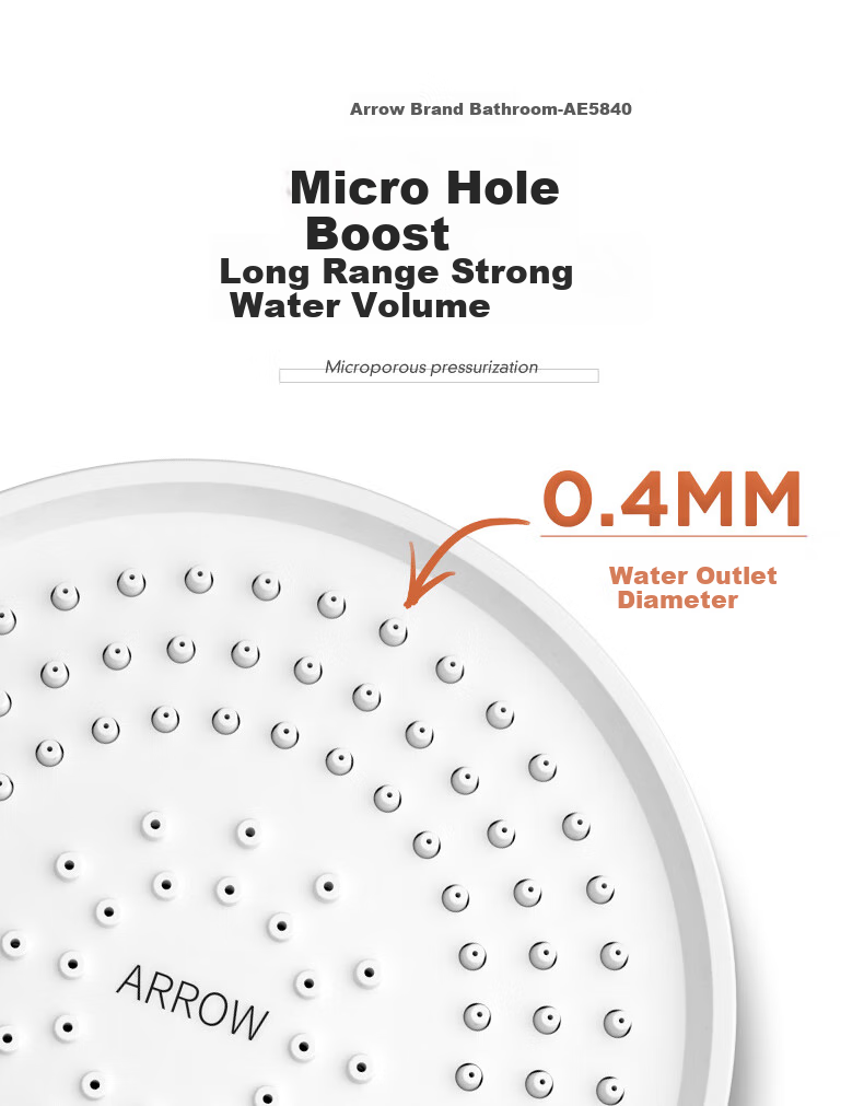ARROW One-Button Water Stop Shower Head, Handheld High-Pressure Shower Head, Multi-Level Adjustable Handheld Shower Sprayer 7
