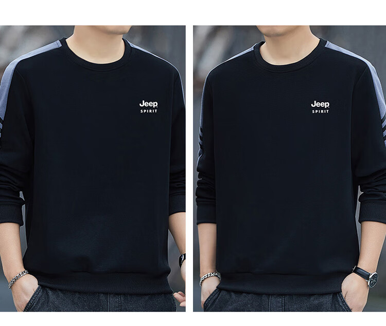 JEEP SPIRIT Men's Sweatshirt Jacket, Long-Sleeve T-Shirt, Men's Clothing for Autumn And Winter, Round Neck Top, High-End Casual Base Layer 7