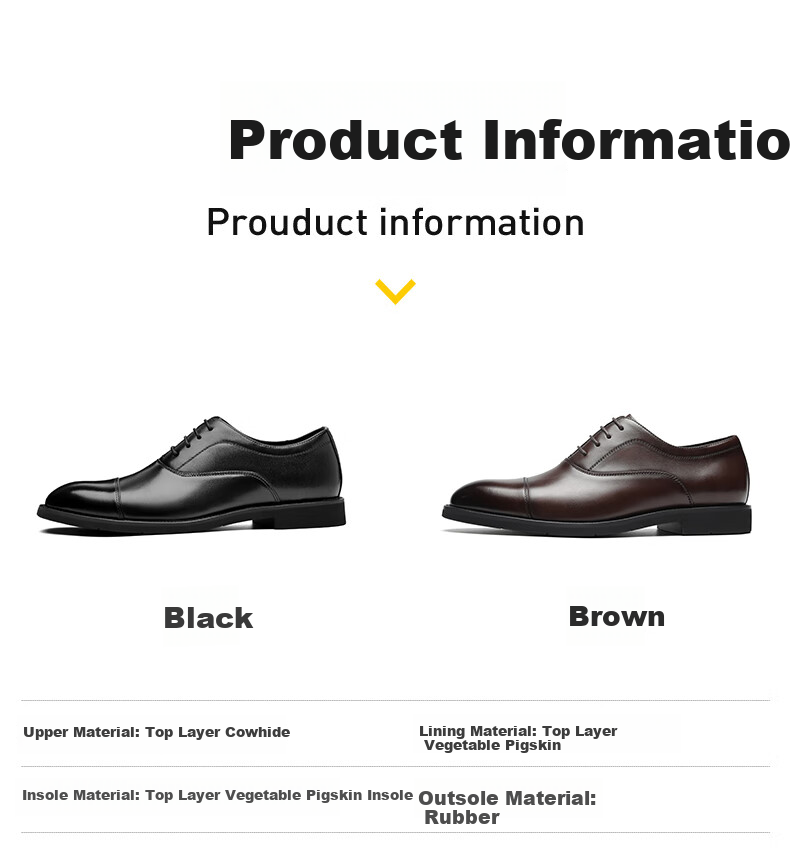 HLA Men's Leather Shoes, Business Oxford Formal Comfortable Versatile Leather Shoes HAAPXM1EBA064, Black Height-Increasing Style, Size 41 4