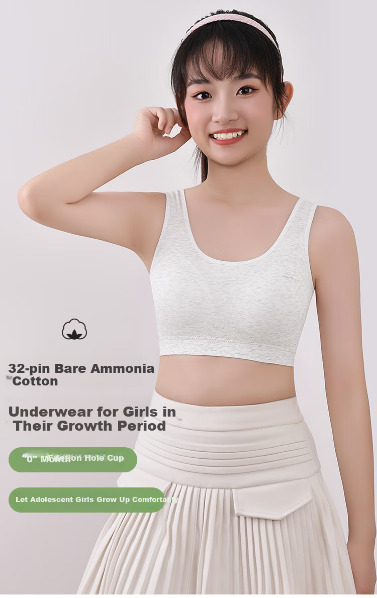 Modaier 2-Piece Set of Girls' Underwear Training Bra for Ages 12-16, White + Pink 1