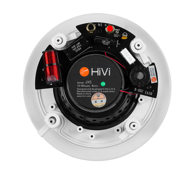 HiVi JX5 Home Theater Fixed Impedance Ceiling Speaker 5-Inch In-Ceiling Ceiling Speaker Background Music Public Address System Conference Speaker (Pair) 7